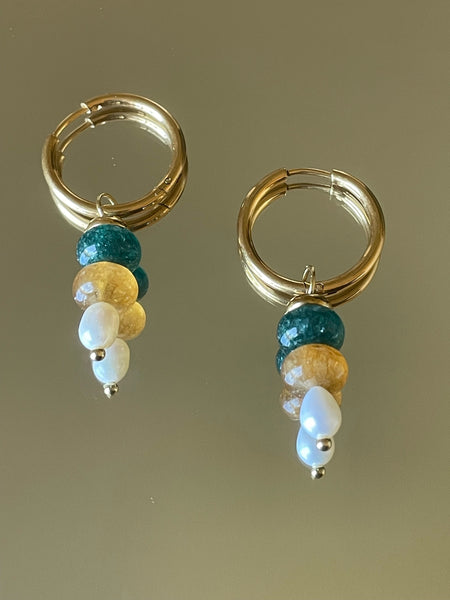 Natural Stone Drop Earrings